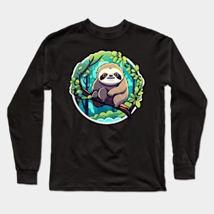 Sloth Illustration Long Sleeve T-Shirt